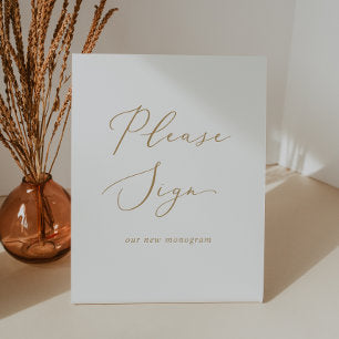 Delicate Gold Calligraphy Please Sign Sign