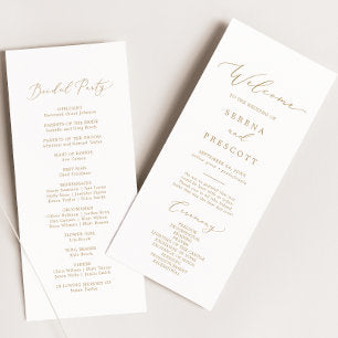 Delicate Gold Calligraphy Wedding Program