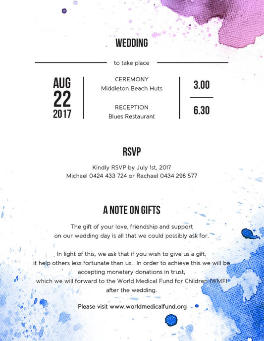 Watercolour Splash Information Card by Phabo R.