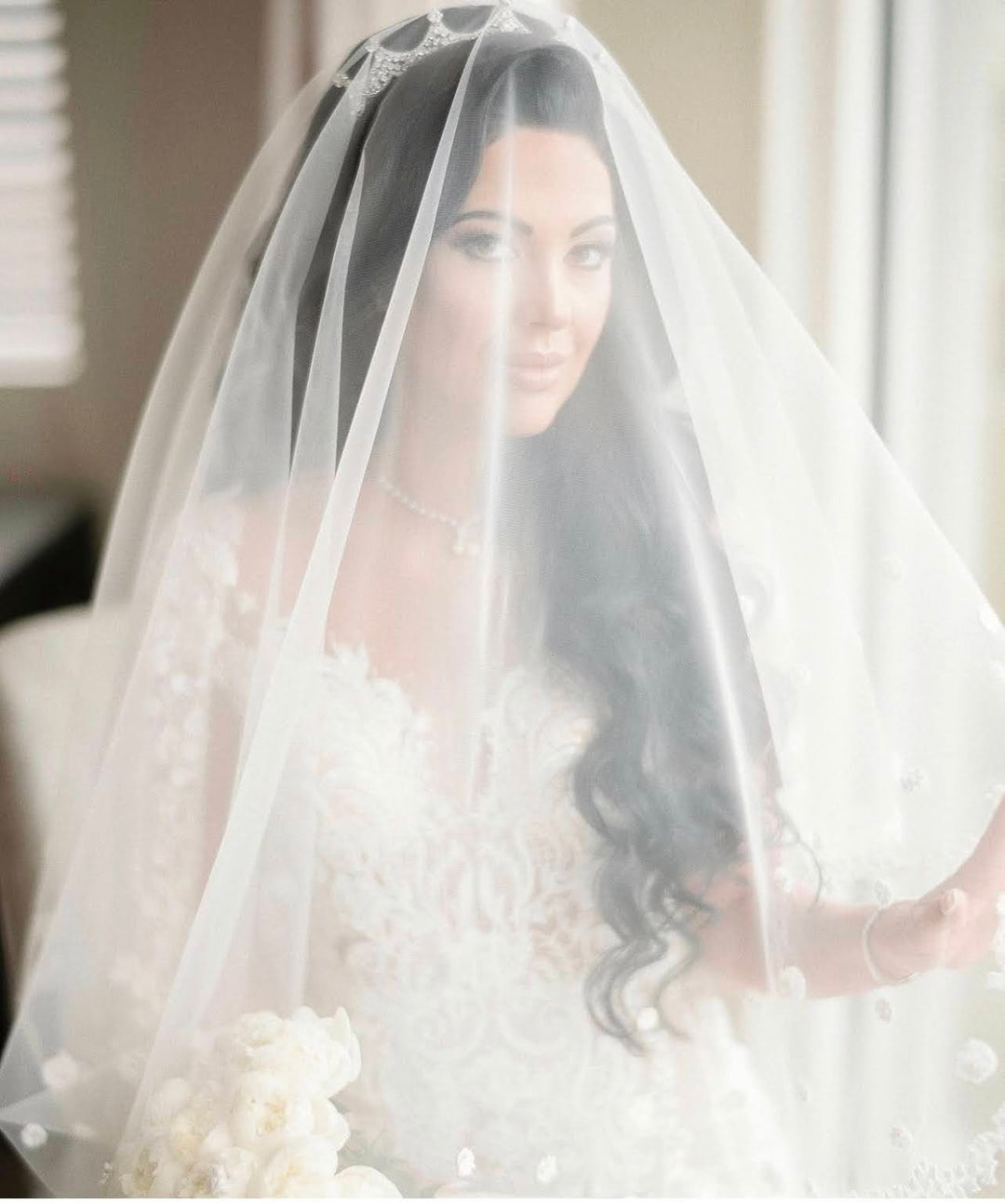 Ellee Real Bride Adorned With Diana Simulated Diamond Bridal Tiara