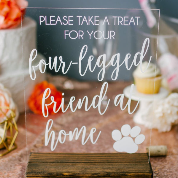 Dog Treat Wedding Favors Acrylic Sign