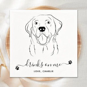 Dog Wedding Drinks On Me Custom Labrador Cocktail Napkins
