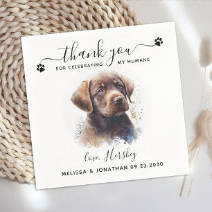 Dog Wedding Thank You Chocolate Labrador Puppy Pet Napkins