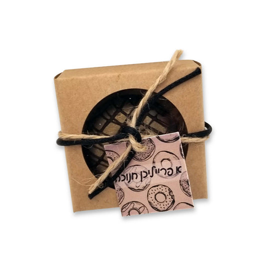 Mini Chocolate Donut In Kraft Box With Personalized Donut Tag