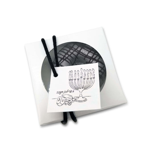 Mini Chocolate Donut In White Box With Personalized Menorah Tag
