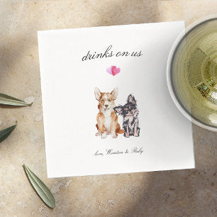 Drinks On Us Cute Pet Dog Wedding Napkins