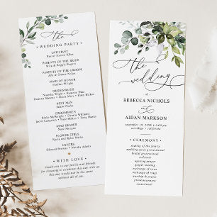 Dusty Blue Greenery Eucalyptus Wedding Program
