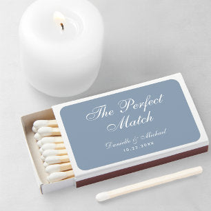 Dusty Blue Wedding Favors Simple Elegant Script Matchboxes