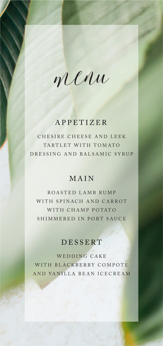 Tropical LeavesMenu Cards by Inggrid H.