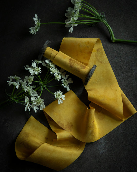 Original Eco-Print Marigold Silk Ribbon