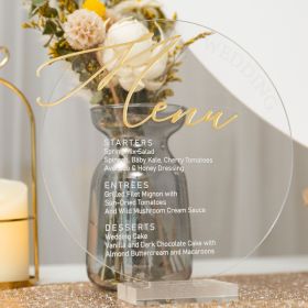 Elegant 3D Gold Clear Wedding Dinner Cards CSX014