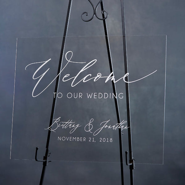 Elegant Acrylic Wedding Welcome Sign, Personalized