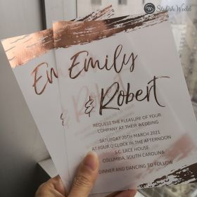 Elegant Custom Brushed Rose Gold/Gold/Silver Foil Vellum Wedding Invitations Swfi018