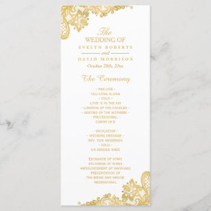Elegant and Classy Gold Lace Wedding Program