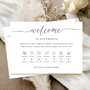 Elegant and Minimal Wedding Program with Timeline