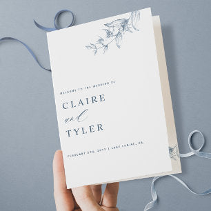 Elegant and Simple, Blue Wedding Program