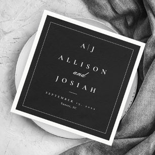 Elegant Black and White Wedding Napkins