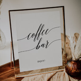 Elegant Black Calligraphy Coffee Bar Sign