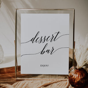 Elegant Black Calligraphy Dessert Bar Sign