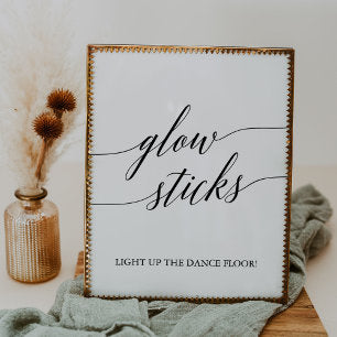 Elegant Black Calligraphy Glow Sticks Sign