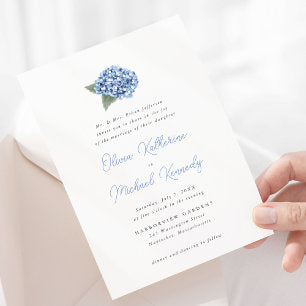 Elegant Blue Hydrangea Floral Wedding Invitation