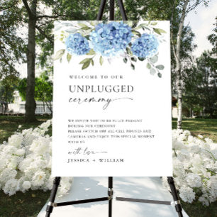 Elegant Blue Hydrangea Unplugged Wedding Ceremony Foam Board