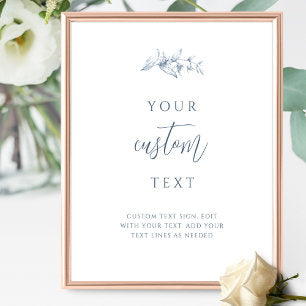 Elegant Blue Wedding Sign with Custom Text