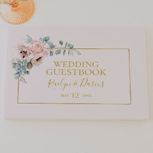 Elegant Blush Floral Pastel Wedding Guest Book