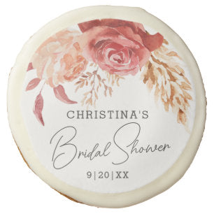 Elegant Boho Chic Floral Bridal Shower Favor Sugar Cookie