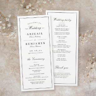 Elegant borders minimalist wedding program