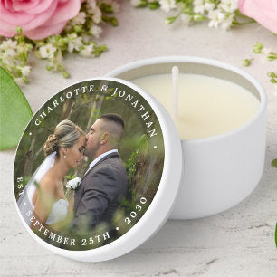 Elegant Bride Groom Modern Custom Photo Wedding Mini Candle Favors