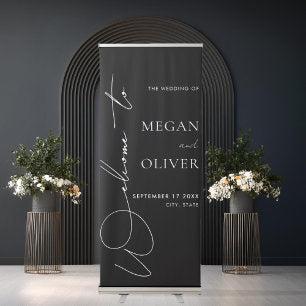Elegant Calligraphy Script Wedding Welcome Retractable Banner