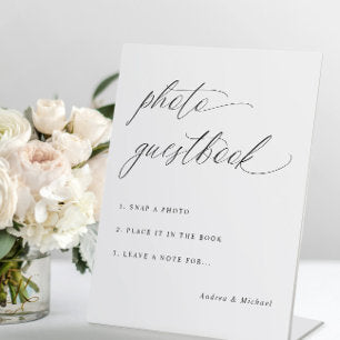 Elegant Calligraphy Wedding Photo Guestbook Sign