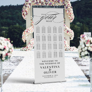 Elegant Calligraphy Wedding Seating Chart Retractable Banner