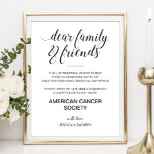 Elegant Charity Donation In Lieu Of Favors Wedding Poster