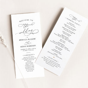 Elegant Classic Black & White Wedding Program