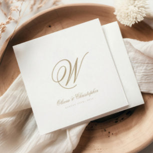 Elegant Classic Last Name Initial Wedding Napkins