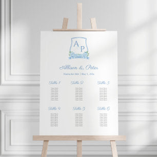 Elegant Crest 6 Tables Wedding Seating Chart Foam Board