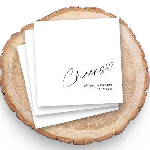 Elegant Custom Cheers Wedding Napkins with Names