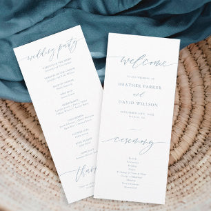 Elegant Dusty Blue Wedding Ceremony Program