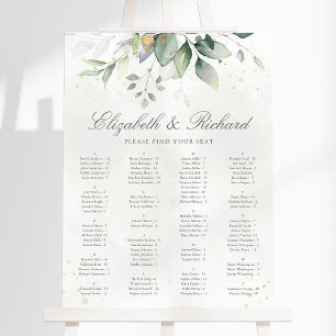 Elegant Eucalyptus Greenery Wedding Seating Chart Foam Board