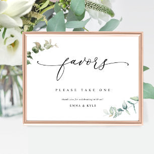 Elegant Favors Eucalyptus Greenery Wedding Sign