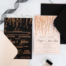 Elegant Foil Leaves Wedding Invitations CFI013