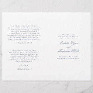 Elegant Formal Dusty Blue Folded Wedding Program