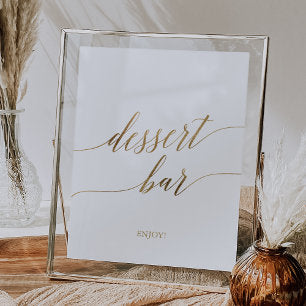 Elegant Gold Calligraphy Dessert Bar Sign