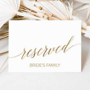 Elegant Gold Calligraphy Reserved Sign