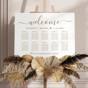 Elegant Gold Script 10 Table Wedding Seating Chart Foam Board