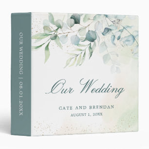 Elegant Greenery Eucalyptus Rustic Wedding 3 Ring Binder