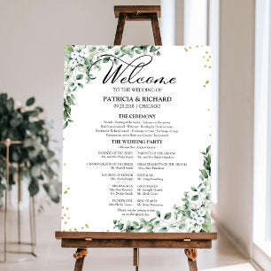 Elegant Greenery Wedding Ceremony Program Foam Board