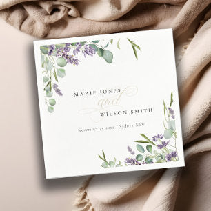 Elegant Lavender Eucalyptus Leafy Foliage Wedding Napkins